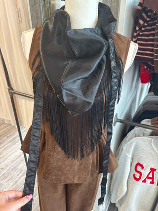 Midnight Fringe Triangle Scarf