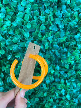 Neon Orange Hoop Earrings