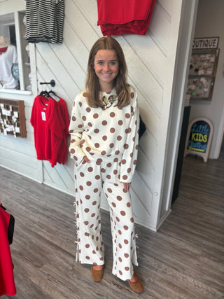 Simply Southern Lounge Polka Dot Pullover in Cream