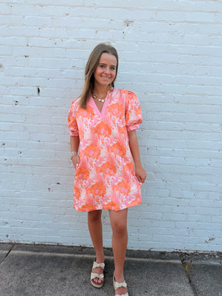 Sunset Bloom Jacquard Dress