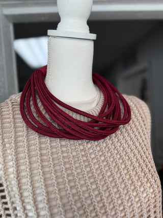 Slub 8-Strand Necklace Maroon
