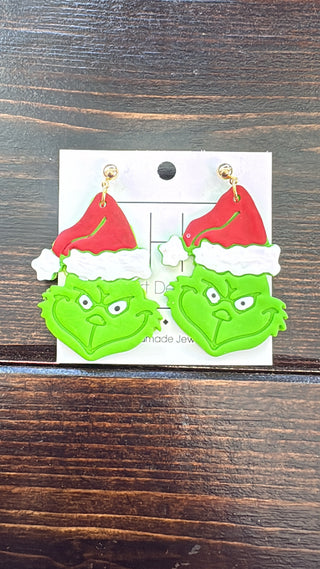 Classic Grinch Face Dangle Earrings