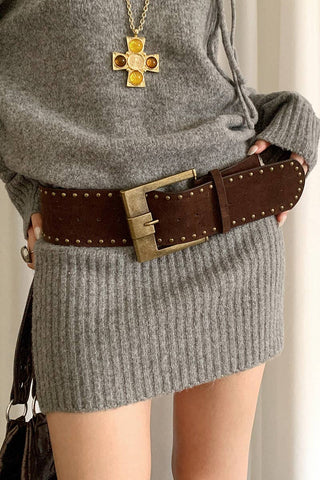 Wide Open Spaces Studded Belt in Brown