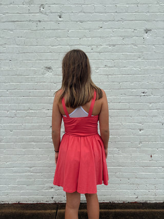 Coastal Crush Corset Flare Dress – Mineral Red