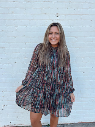 Midnight Mirage Tiered Chiffon Dress