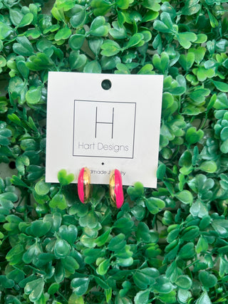 Hot Pink Glow Enamel Hoops