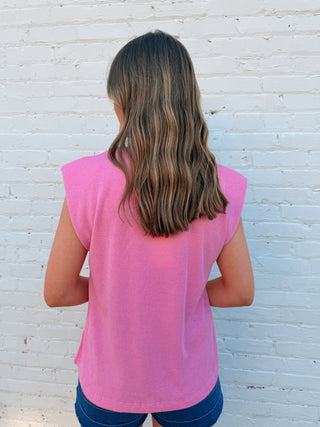 Rosé All Day Knit Cap Sleeve Top