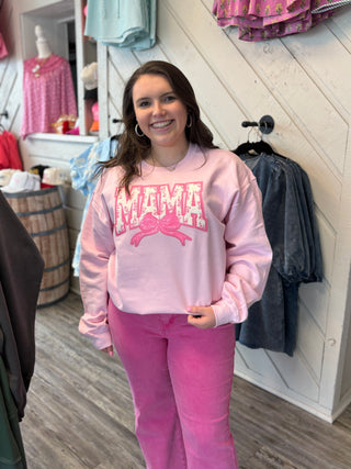 MAMA Pink Cozy Embroidered Sweatshirt