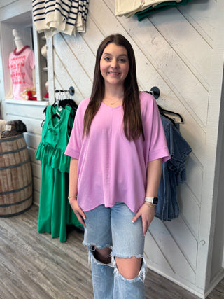 Effortless Chic V-Neck Textured Top – 4 Colors | Women's Relaxed Fit Blouse