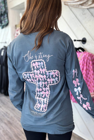 Simply Southern She is Strong Graphic Long Sleeve Tee