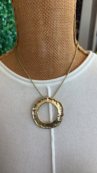 Golden Ripple Pendant Necklace