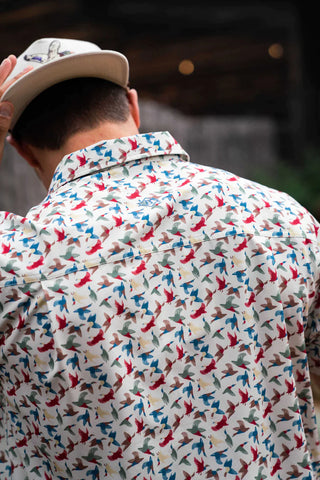 BurleboPerformance Button Up - All Over Ducks