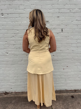 Sunlit Silhouette Layered Midi Dress