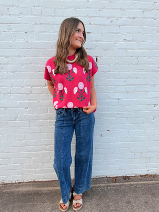 Pink Petal Pop Knit Vest Top