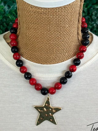 Red, Black & Bold Star Necklace