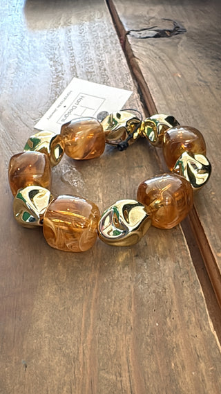 Golden Amber Luxe Bead Bracelet