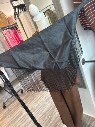 Midnight Fringe Triangle Scarf