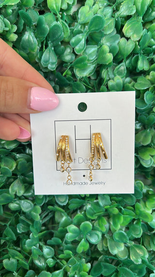 Golden Cascade Charm Hoops