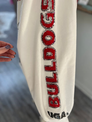 Queen of Sparkles Licensed UGA Big Icons Scattered All Over Sweatshirt