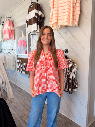 Cherry Picnic Gingham Blouse