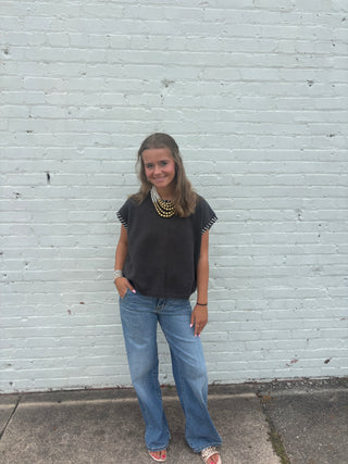 Charcoal Whipstitch Sweater Vest