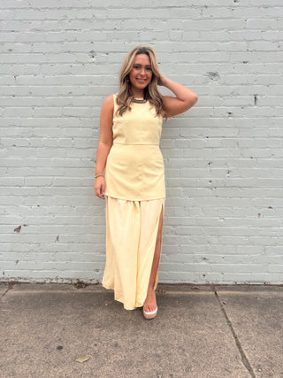 Sunlit Silhouette Layered Midi Dress