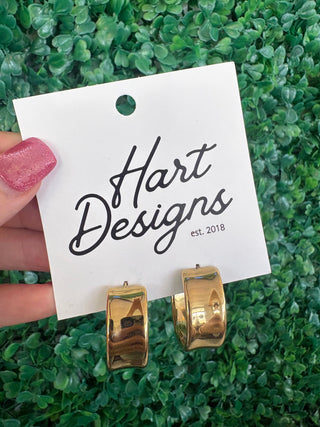 Water Resistant Classic Gold Huggie Hoops