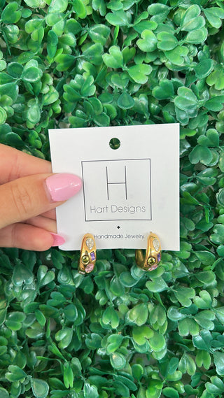 Gemstone Glow Huggie Hoops