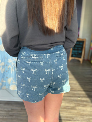 Sweet as Pie Bow Denim Shorts