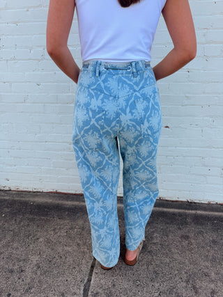 Coquette Printed Barrel Jean