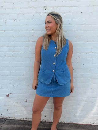 High-Waist Denim Skort – Trendy & Comfortable Skort