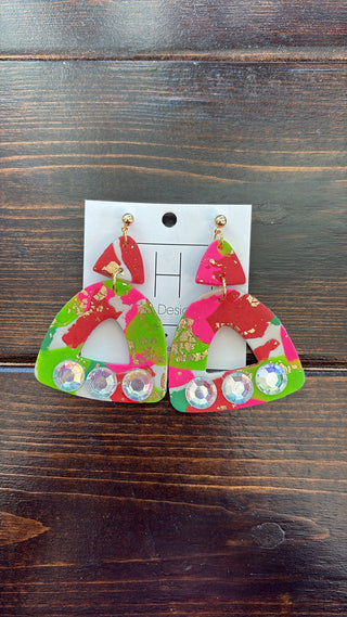 Holiday Confetti Sparkle Earrings – Red & Green Mix