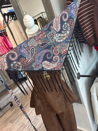 Midnight Paisley Fringe Scarf