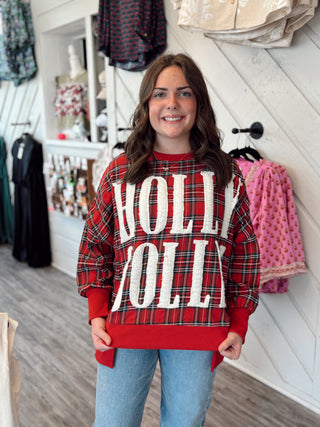 Holly Jolly Plaid Christmas Sweatshirt