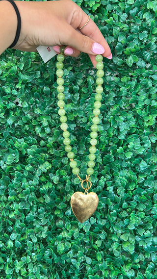 Golden Heart Jade Necklace