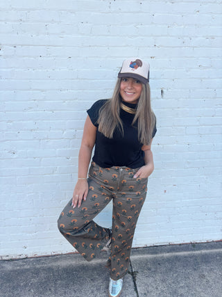 Golden Bloom Wide-Leg Pants