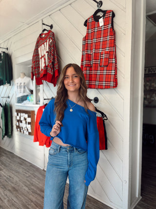 Ocean Blue Coastal Cool French Terry Crop Top