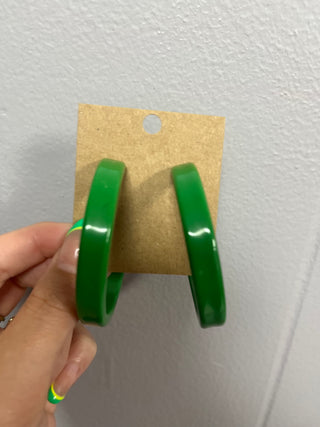 Green Hoop Earrings