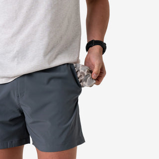 Burlebo Men's Everyday Performance 7" Shorts River Rock Grey/Classic Deer Camo Pocket