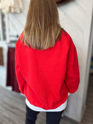 Lulu Mac Color Block Sweatshirt Red/White