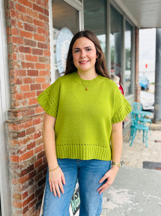 Lime Light Pointelle Knit Top