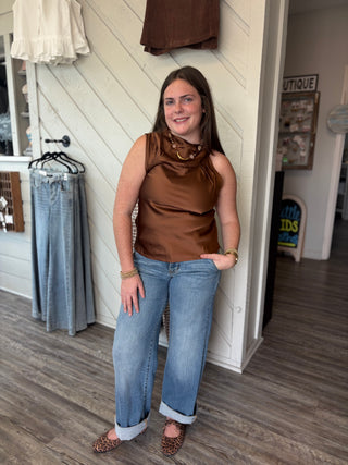 Copper Glow Satin Top