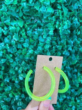 Neon Yellow Hoop Earrings