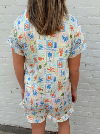 Simply Southern Silky Soft Pajama Set in Scenic Lobster