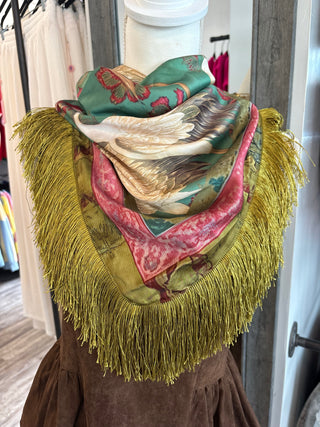 Enchanted Crane Fringe Scarf
