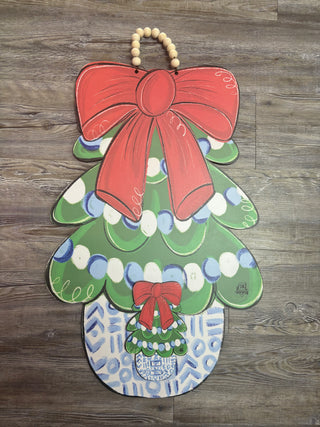 Green Chinoiserie Red Bow Mini Attachment for Door Hanger