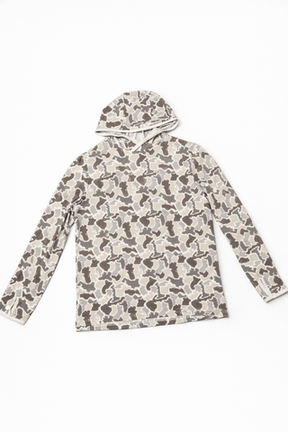 Simply Southern Men's Hooded Long Sleeve in Gray Camo