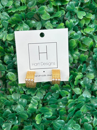 Pearl Pavé Textured Hoops