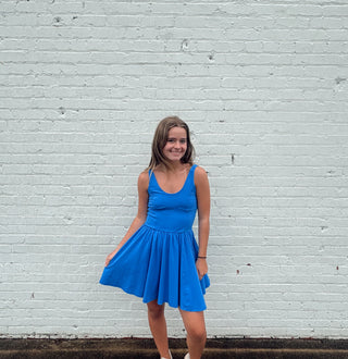 Coastal Crush Corset Flare Dress – Blue