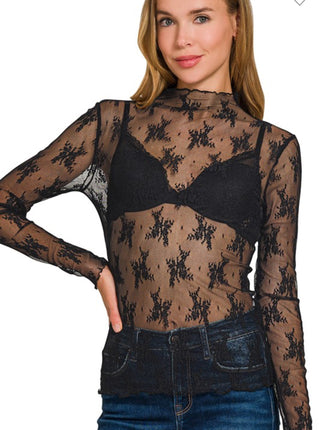Midnight Lace Mesh Layering Top